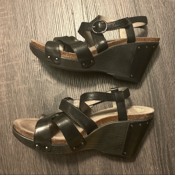 Dansko Shoes | Dansko Black Slingback Buckle Wedge Sandals 4 | Poshmark